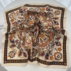 Lotus Print Satin Square Scarf