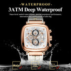 POEDAGAR Square Silicone Sport Watch