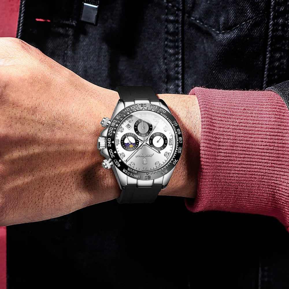 POEDAGAR Military Chronograph Silicone Watch