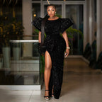 Sequin Puff-Sleeve Mermaid Dress