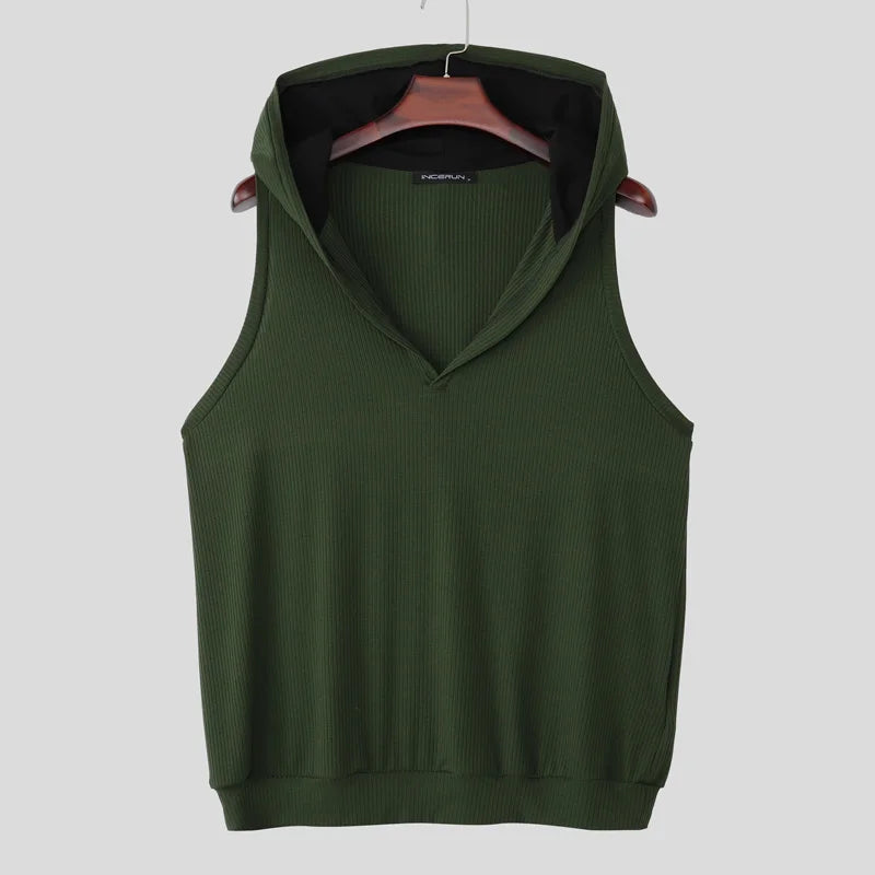 INCERUN Patchwork Hooded Vest
