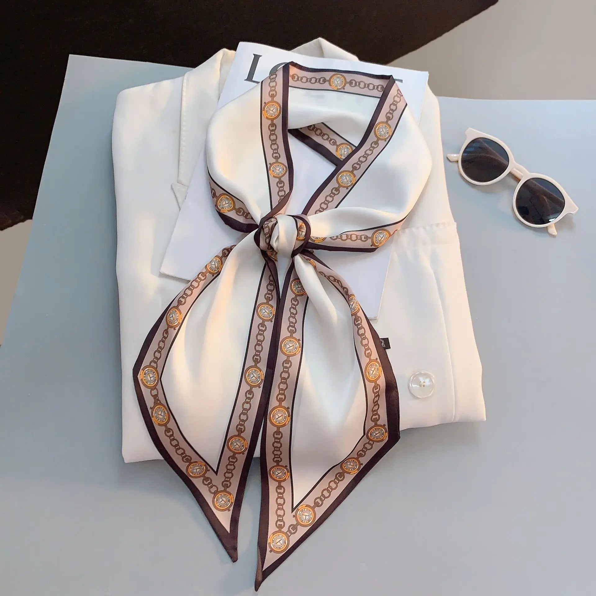 Horse Pattern Long Silk Scarf