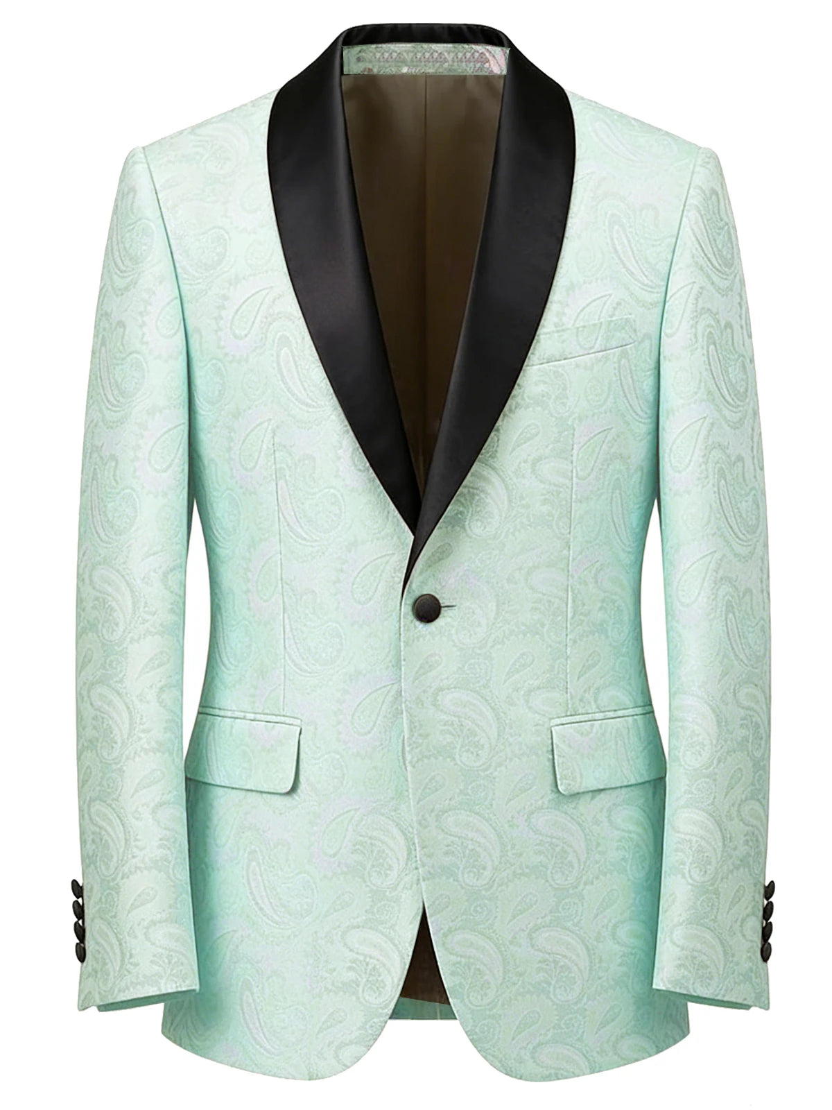 Paisley Jacquard Satin Shawl Blazer