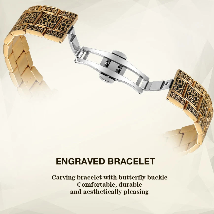 FORSINING Gold Skeleton Automatic Watch