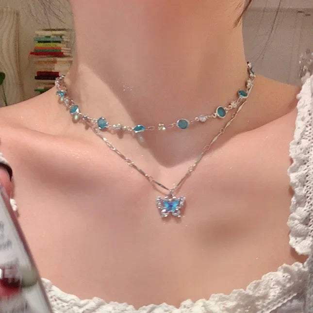 Crystal Butterfly Choker Chain