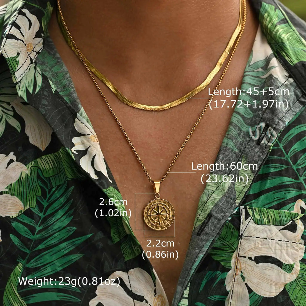 Mprainbow Compass Coin Necklace