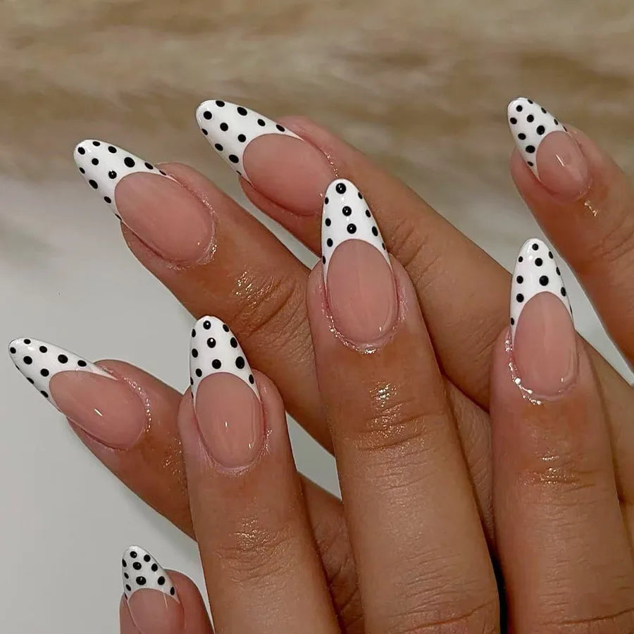Blue Press Nails Polka Dot