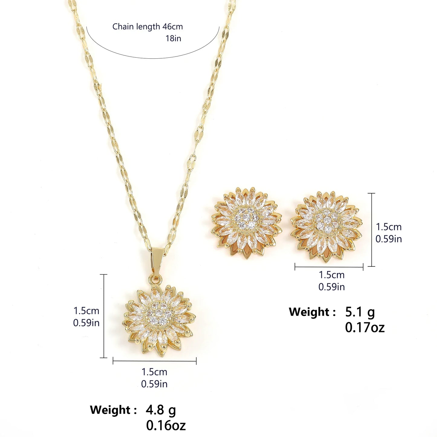 Sunflower Zircon Jewelry Set