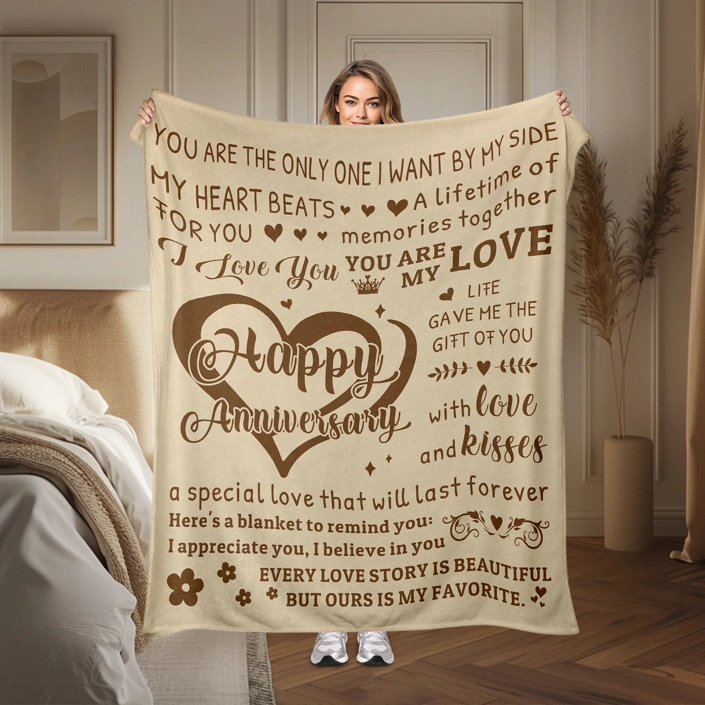 Heart Anniversary Flannel Blanket