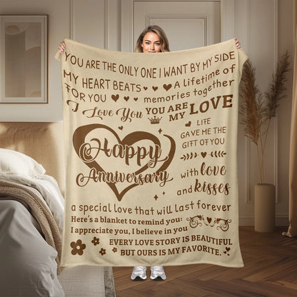 Heart Anniversary Flannel Blanket
