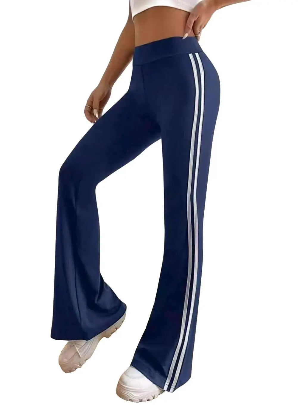 Side-Stripe Sculpted Flared Pants