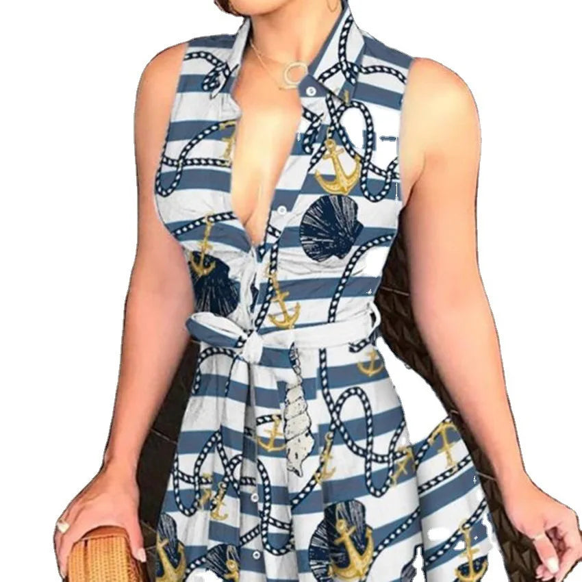 Sleeveless Printed Silk Dress