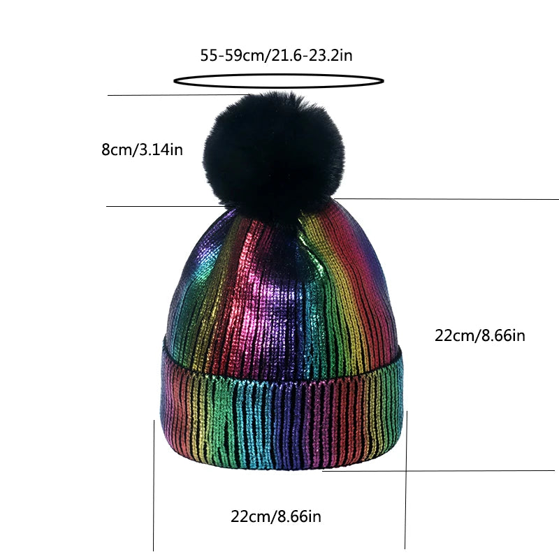 Rainbow Color Knit Beanie