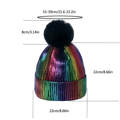 Rainbow Color Knit Beanie