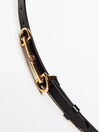 Thin Genuine Leather Belt with Metal Buckle