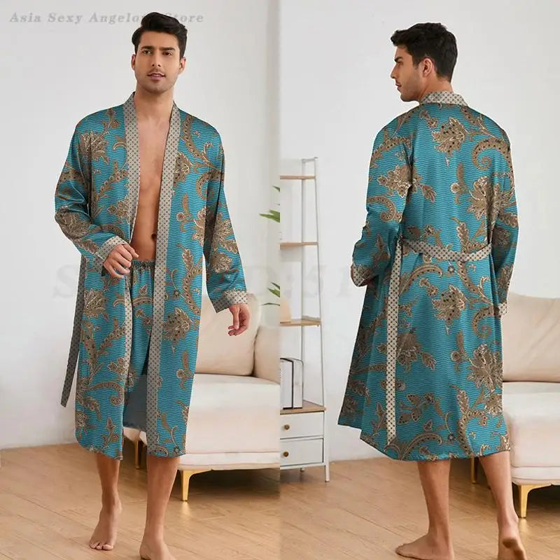 Print Flower Sleepwear Long Bathrobe