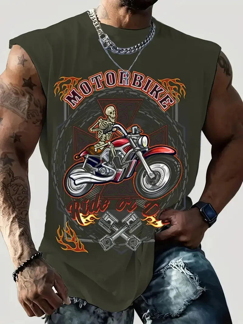 Retro Motorcycle Graphic Vest