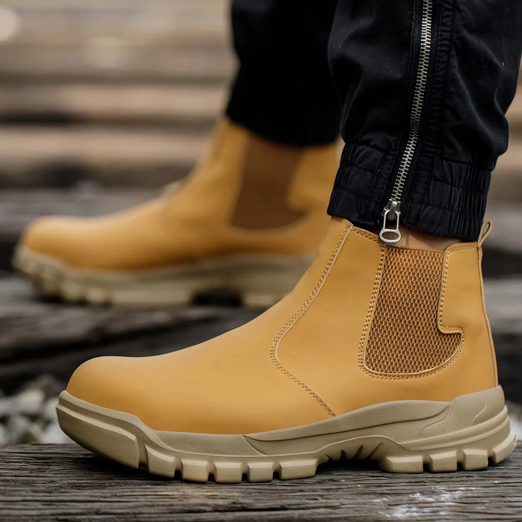 Yellow Slip-On Steel-Toe Boots