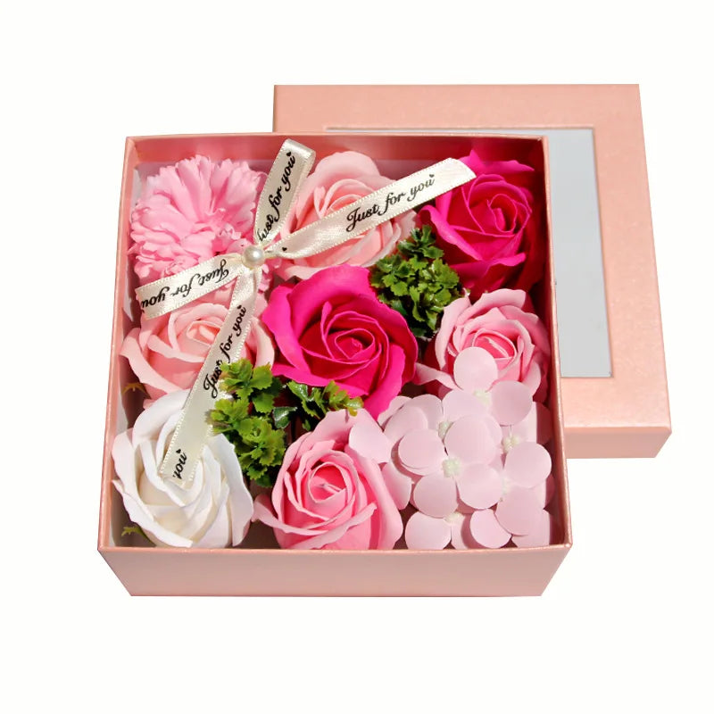 Square Soap Rose Flower Gift Box