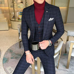 Luxury Check Three-Piece Office Suit