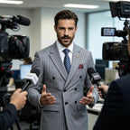 Pinstripe Double-Breasted Peak-Lapel Suit