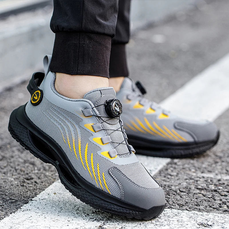MJYTHF Rotating-Button Steel-Toe Boots