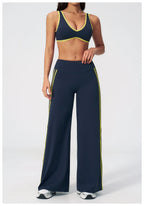Nylon Striped Sleeveless True-To-Size Fit Two-Piece Yoga Set
