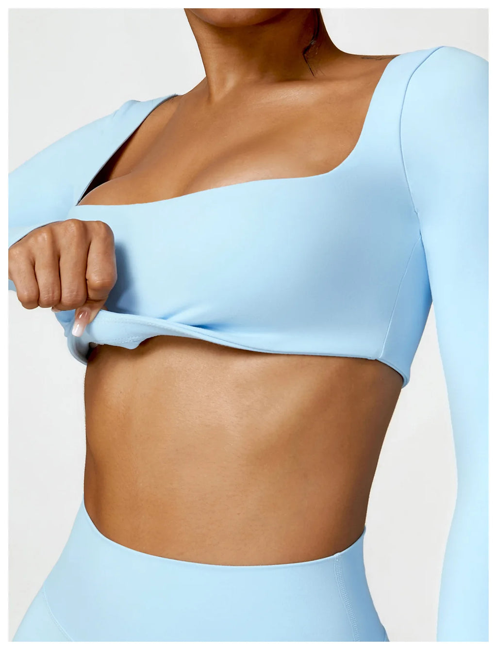 Nylon Solid Long Sleeve Two-Piece Yoga Set