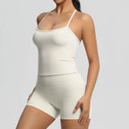 Everyday Solid Sleeveless True-To-Size Fit Two-Piece Yoga Set