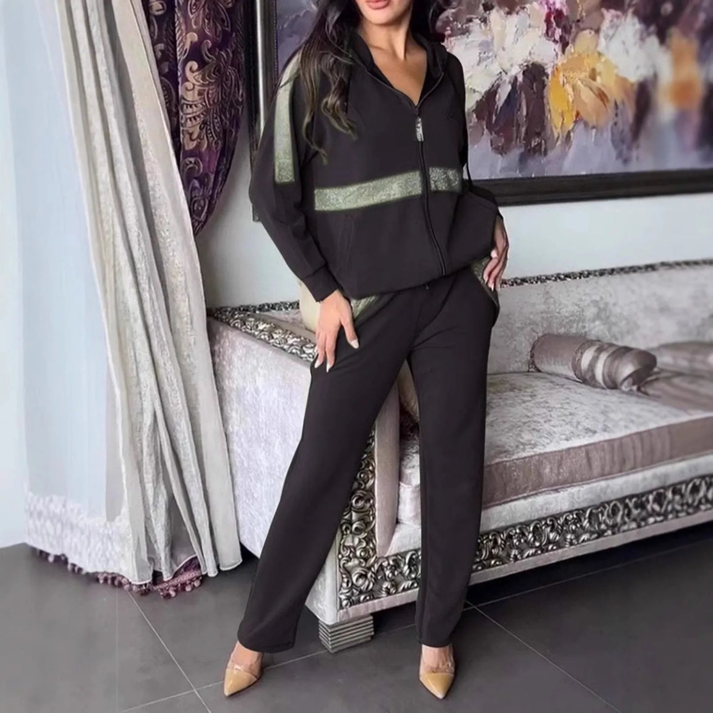 Diamond Patchwork Tracksuit Set