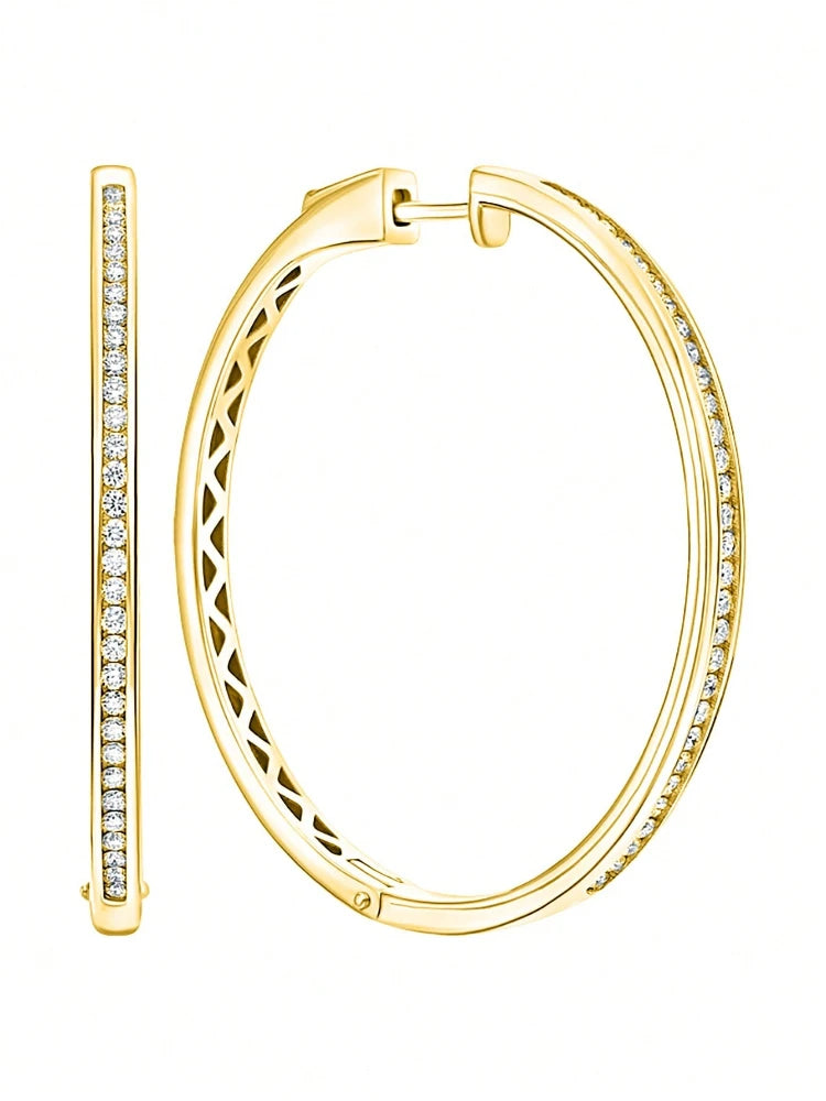 Zircon Silver Hoop Earrings