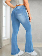 Wide-Leg Flared High-Waist Trousers