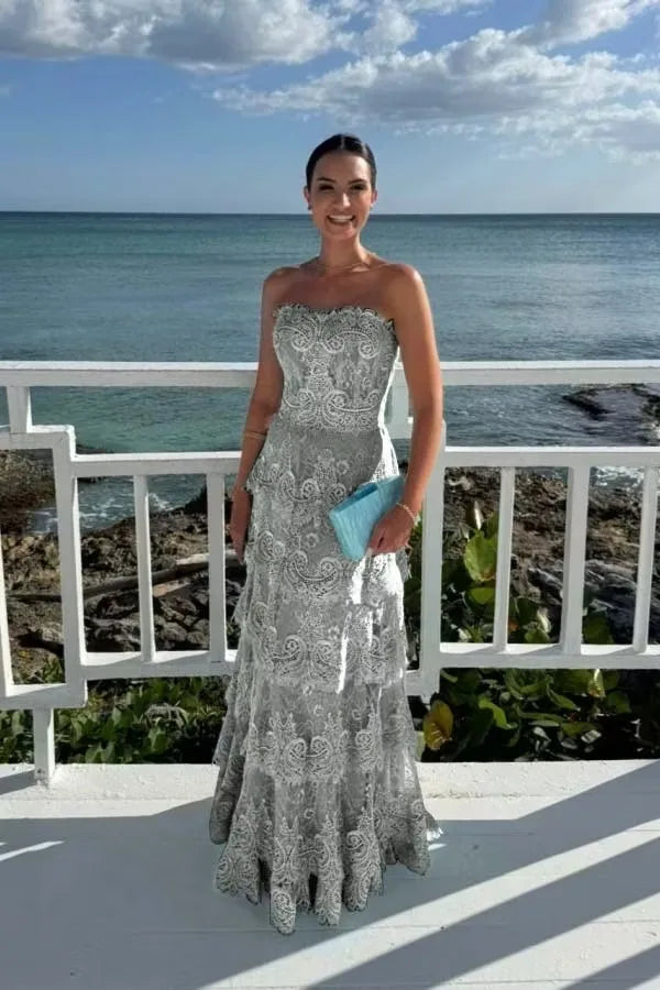 Tiered Lace Maxi Gown
