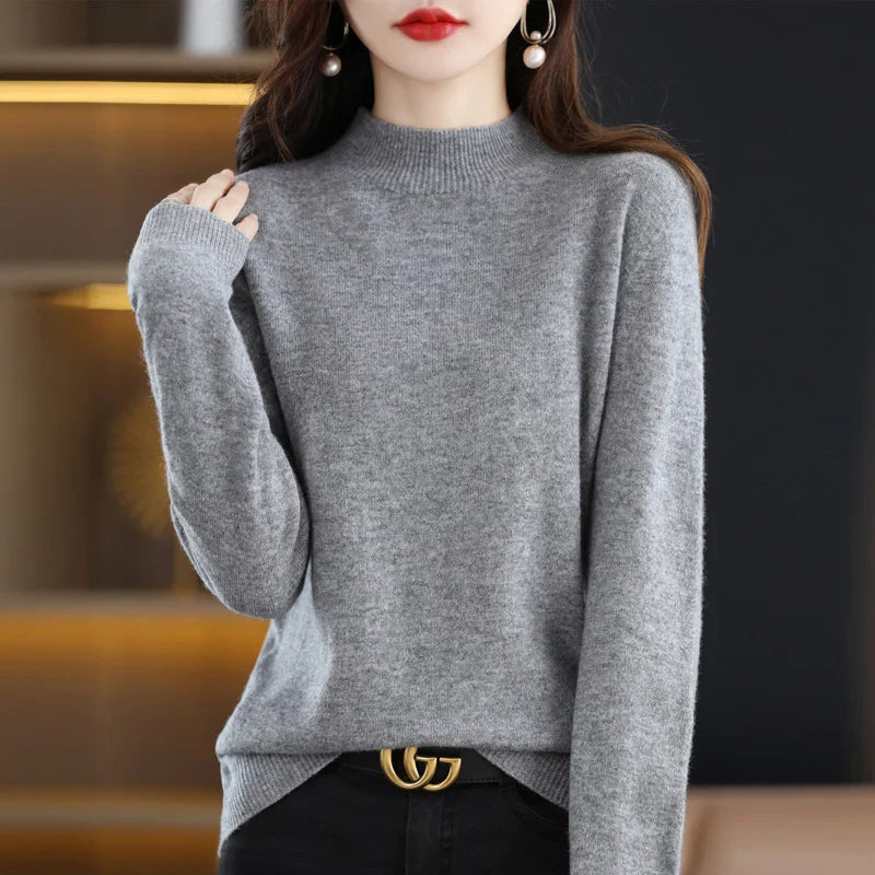 Merino Wool Mock Neck Sweater