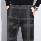 Plaid Check Thick Slim Trousers