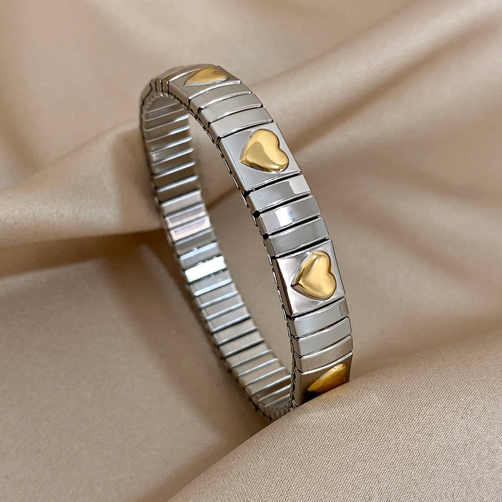 Vintage Heart Star Bangle Bracelet