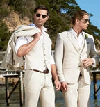 Linen Three-Piece Beach Wedding Tuxedo