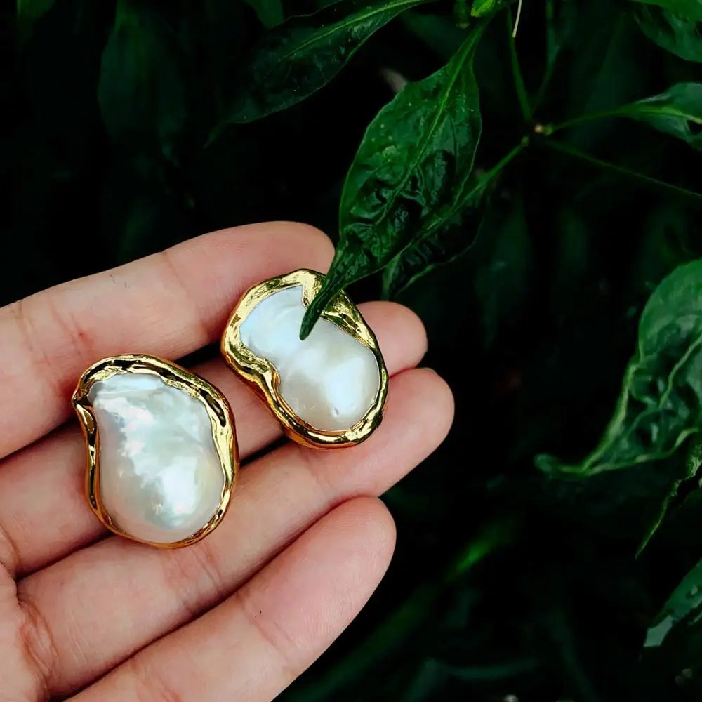 Keshi Pearl Stud Earrings