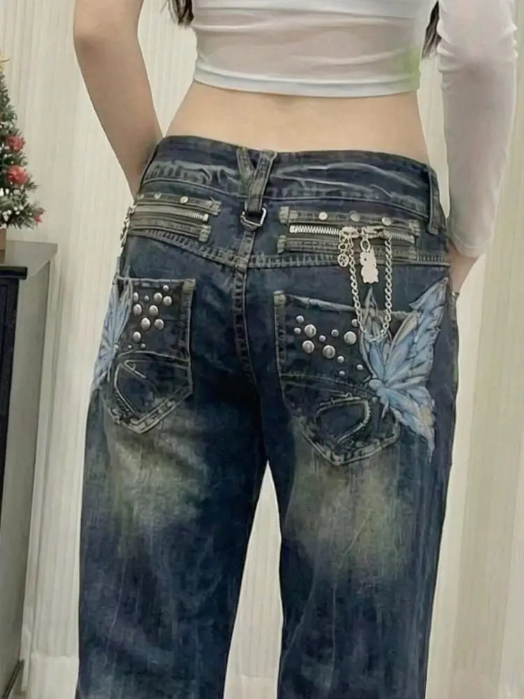 Vintage Embroidered Straight Jeans