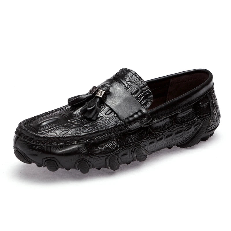 Crocodile Pattern Leather Loafers