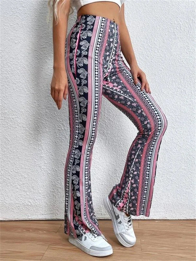 Ethnic Print Slightly Flared Leggings