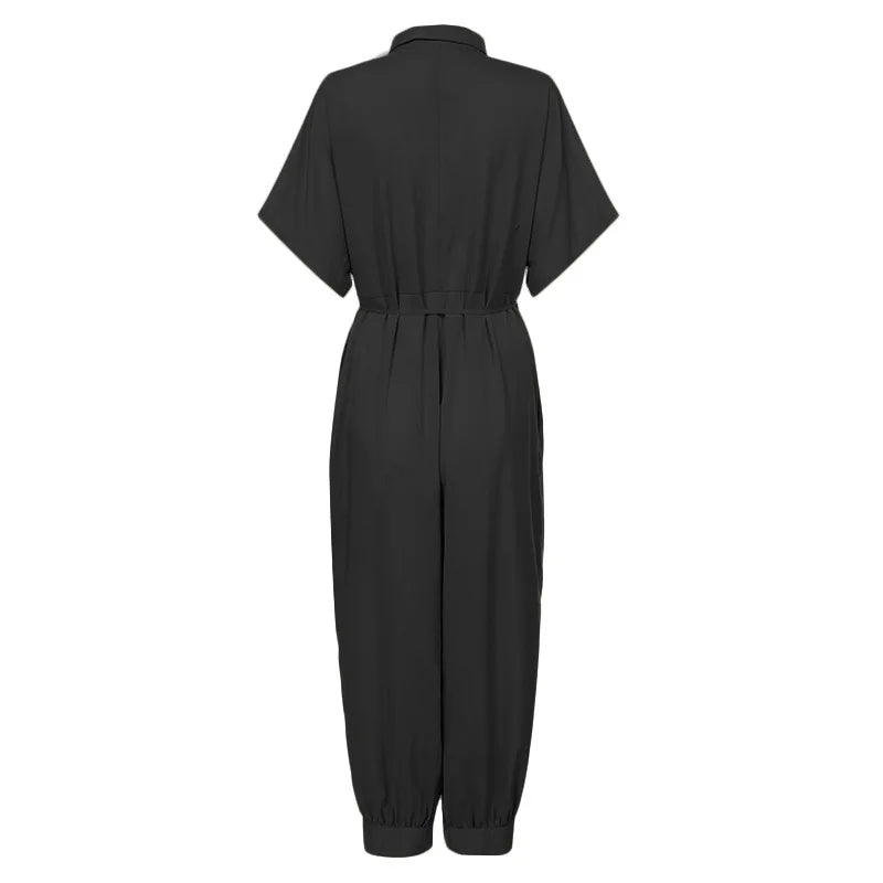 High Waist Short Sleeve Jumpsuit
