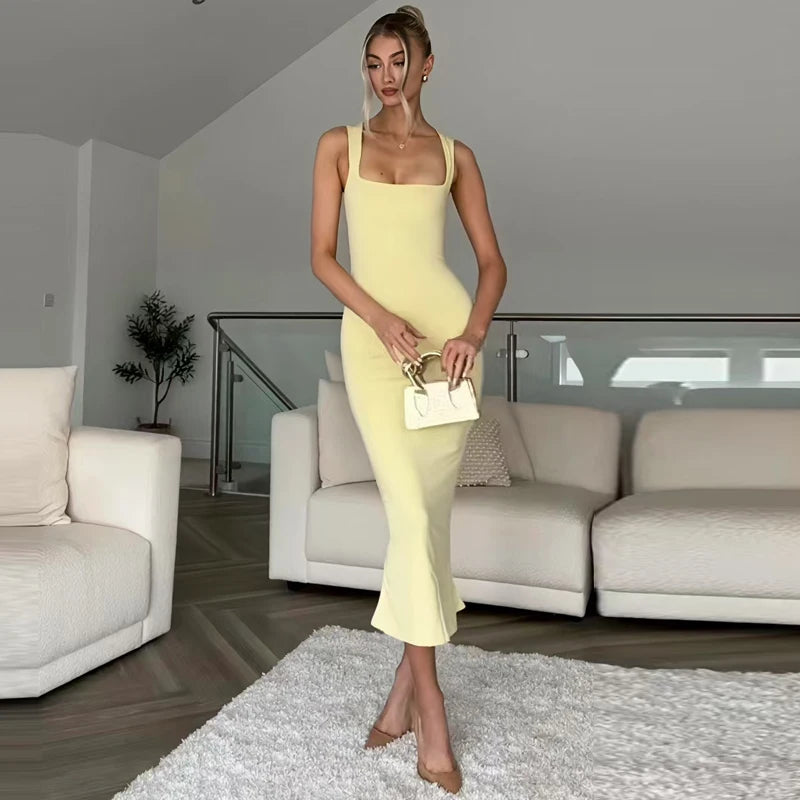 Ruffled Backless Slip Dress