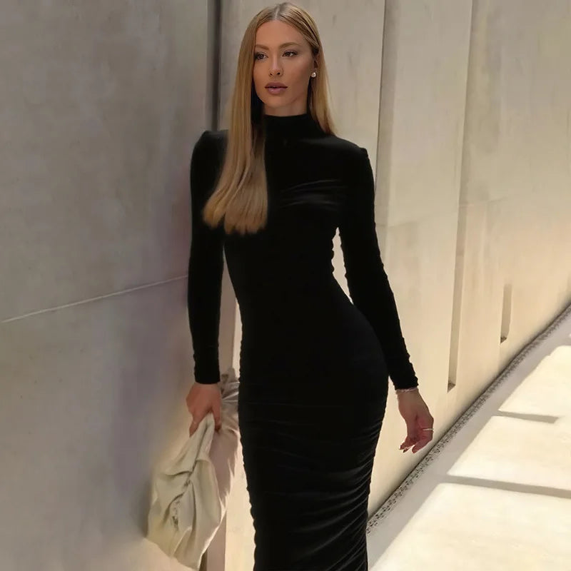 Solid Chiffon Bodycon Dress