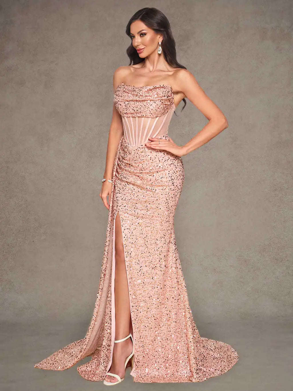 Rose Gold Sequin Mermaid Gown