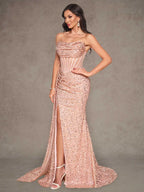 Rose Gold Sequin Mermaid Gown