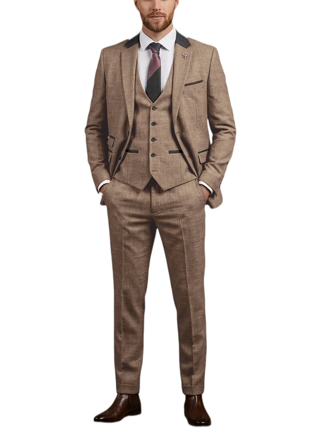 Linen Three-Piece Notch-Lapel Suit