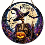 Round Wood Halloween Sign