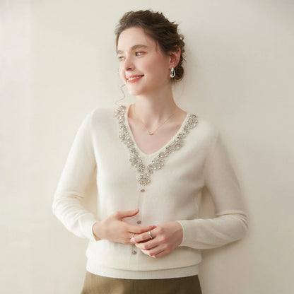 Cashmere Diamond V-Neck Sweater