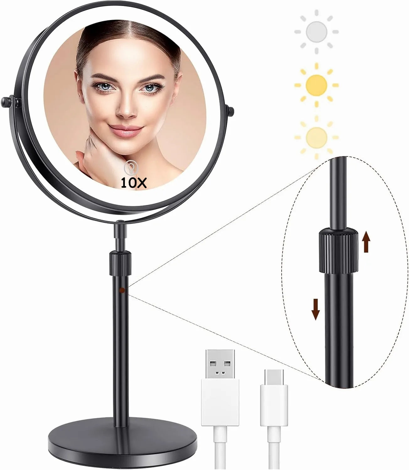 Adjustable Lighted Makeup Mirror